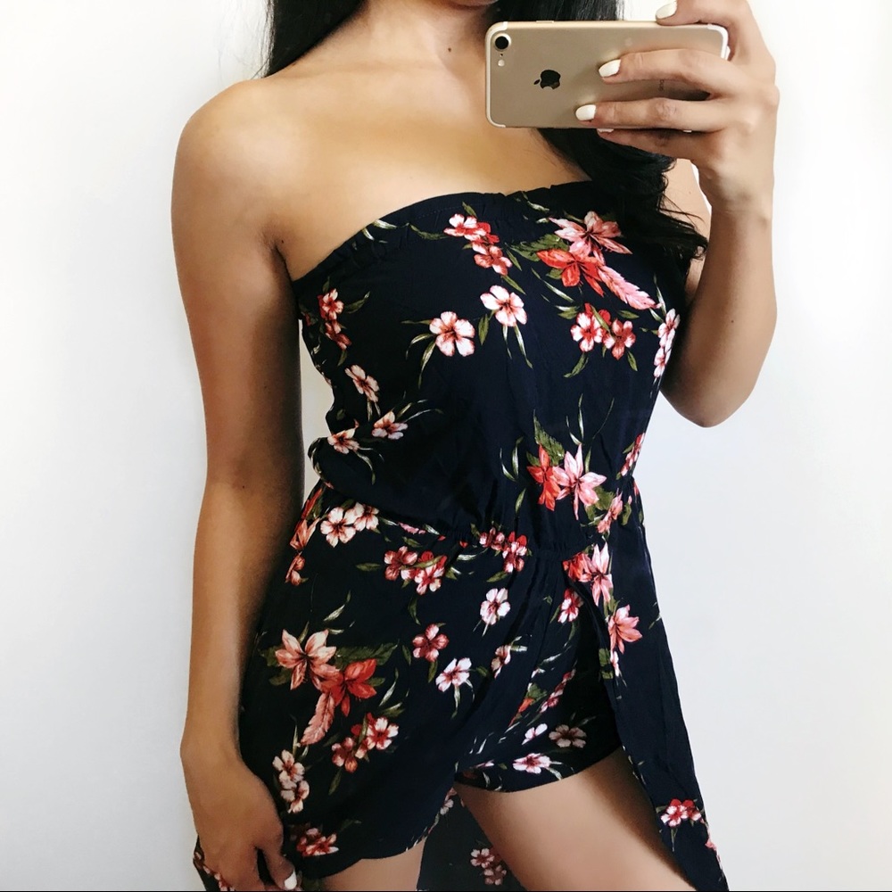Serena Navy Blue Floral Maxi Dress/Romper - Picture 2 of 3